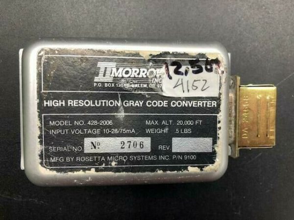 Over 10 million line items available today.. - 11 MORROW HIGH RESOLUTION GRAY CODE CONVERTER MODEL 428-2006 USED # 12502