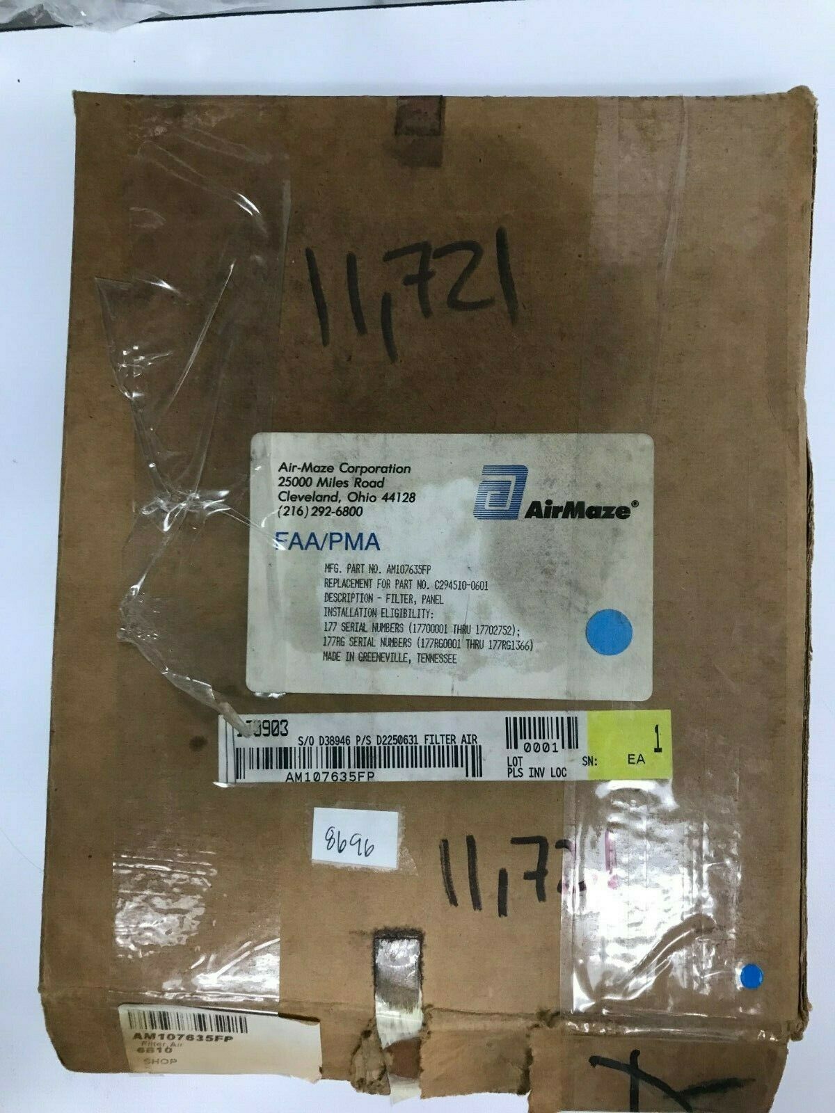 Over 10 Million line items available today.... - AIR-MAZE CORP. AM107635FP FILTER PANEL NS INV#11721 AIR-MAZE CORP. AM107635FP FILTER PANEL NS INV#11721 - Image 5