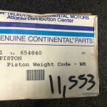 Over 10 million line items available today.. - PISTON WEIGHT CODE P/N 654840 NS # 11553 (3)