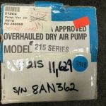 Over 10 million line items available today.. - PUMP VAC P/N 215CC REP TAG # 11629
