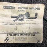 Over 10 million line items available today.. - RIVNUT HEADER WRENCH MODEL C-845 USED # 12767